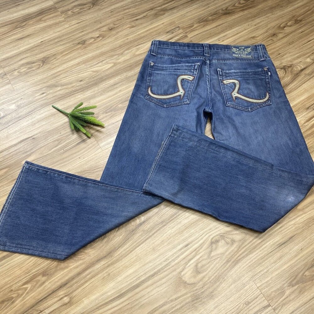 Rock & Republic Jeans Womens Sz 32 Dark Wash Boot Cut Button Fly - Picture 8 of 10